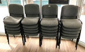 20 x Stackable Conference Meeting Room Chairs - Features Grey Upholstery and Black Frames