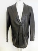 1 x GIANNI VERSACE Men's Italian Designer 100% Leather Single Breasted Blazer Jacket - Size: