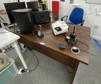 1 x Walnut Corner Office Desk with Matching Drawer Pedestal and Swivel Chair