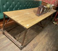 1 x Large Rustic 10ft Fold Away Dining Table - Features a Rustic Metal Folding Frame with Wooden
