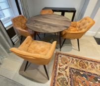 1 x Contemporary Round Dining Table with 4 x Velvet Upholstered Chairs - From an Exclusive Mayfair