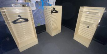 3 x Slatwall 4 Way H-Gondola Display Towers with Accessories - Dimensions: H138 x W60 x D60 cms