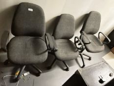 3 x Grey Office Swivel Chairs
