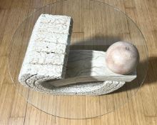1 x Contemporary Mactan Stone Style Glass Topped Coffee Table - Ref: SK - CL963 - NO VAT ON THE