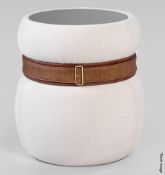 1 x COLUNEX 'Azur' Luxury Upholstered Bedside Table with Leather Belt Motif - Original Price £ 2,209