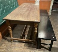 4 x Assorted Wooden Dining Tables and Two Seating Benches