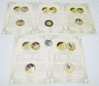 6 x Official ELVIS PRESLEY Collector Coins / Medals with 5 x Certificates