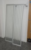 2 x Desk Mounted Privacy Partition Screens - Modern Silver Frames with Glass Inserts