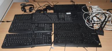 1 x Assorted Collection to 8 x Computer Keyboards, 3 x Mice, 1 x Headset, 1 x Wifi Antenna