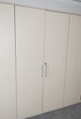 1 x Upright Two Door Office Storage Cabinet Featuring a Birch Finish with Silver Door Handles