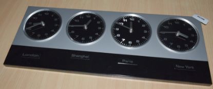 1 x Wall Mounted Timezone Wall Clock with Magnetic Name Plates for London, Shaghai, Paris and New