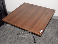 1 x Office Waiting Room Coffee Table Featuring an Walnut Finish and Chrome Base