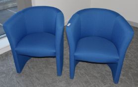 2 x Blue Reception Tub Chairs - Dimensions: H43/78 x W68 x D65 cms