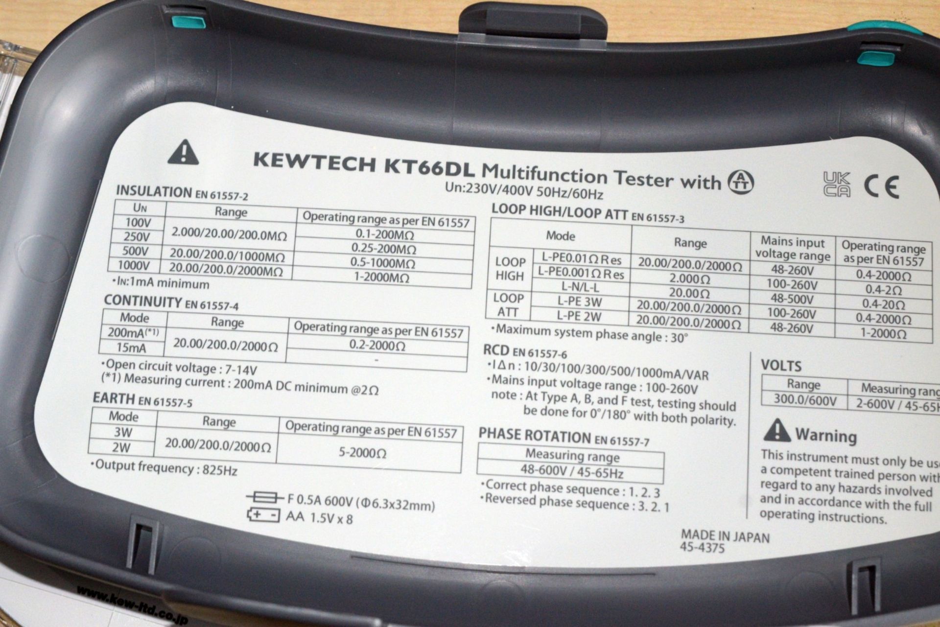 1 x Kewtech KT66DL 12-in-1 Multifunction Tester with EV Testing Capacity - Includes Case - Image 10 of 11