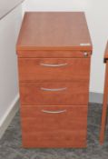 1 x Office Drawer Pedestal Featuring Three Drawers and a Cherry Wood Finish