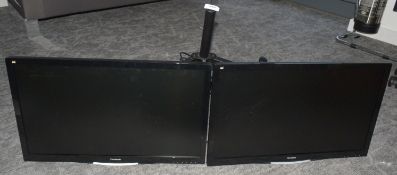 2 x ViewSonic VX2757 27 Inch Computer Monitors with Double Monitor Arm