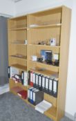 2 x Upright Bookshelves with an Oak Finish - Dimensions: H202 x W80 x D28 cms