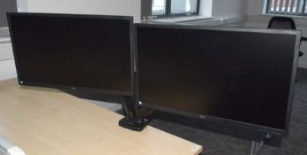 2 x AOC 27 Inch LED Computer Monitor with Desk Mounted Duel Monitor Arm - Model: 27E1H