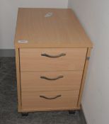 1 x Office Drawer Pedestal Featuring Three Drawers and a Beech Finish