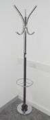 1 x Freestanding Coat / Umbrella Stand in Chrome / Black