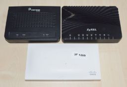 3 x WiFi Routers Including Cisco Meraki MR33, Zyxel VMG1312 and a Comtrend Multi VR-3030 DSL