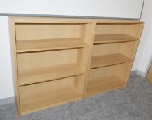 2 x Low Bookcases Finished in Oak - Dimensions: H106 x W80 x D28 cms
