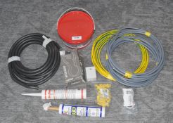 1 x Assorted Job Lot to Include Various Bundles of Cable, Crimp Terminals, Plastic Tails Kit, Wall