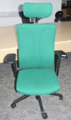 1 x Senator Phoenix Ergonomical Office Swivel Chair on Castors Featuring a Rainforest Finish - Model