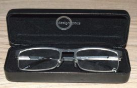 1 x Set of Design Optics PD62 Silver Eyeglasses with Case
