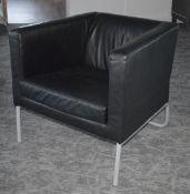 1 x Modern Armchair with a Black Faux Leather Upholstery - Suitable for the Office or Reception