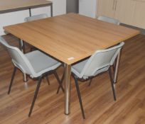 1 x Canteen Table Featuring a Cherry Wood Top and Chrome Legs - Dimensions: H x W x D cms