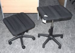 2 x Ergonomical Office Double Leg Rests - Height Adjustable with Swivel Bases
