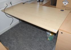1 x Rectangular Office Workstation Desk Featuring a Birch Wood Finish, Cable Grommets, Privacy