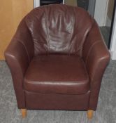 1 x Covent Tub Chair Featuring a Faux Leather Wine Upholstery HC361