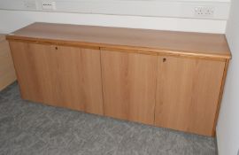 1 x Executives Four Door Office Credenza Cabinet Featuring Internal Shelves and an Oak Finish