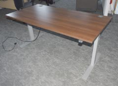 1 x Linak Rise and Fall Walnut Office Workstation Desk with Electric Motor