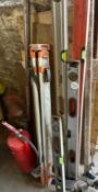 Job Lot including an Assortment of Spirit Levels, a Theodolite Tripod and a Fire Extinguisher