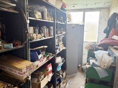 1 x Contents Of Rear Store Room - Includes Metal Storage Cabinets, Storage Boxes, and All Contents