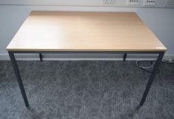 1 x Rectangular Office Table Featuring Beach Top and Dark Grey Base - Dimensions: H70 x W120 x D80 c