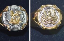 2 x BRADFORD EXCHANGE Men's 24-Carat Gold Plated Rings 'Kings Shilling' and 'Victory in Euroupe'