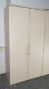 1 x Upright Two Door Office Storage Cabinet Featuring a Birch Finish with Silver Door Handles - Dime