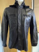 1 x KENNETH COLE NEW YORK Designer Black Leather Jacket - Size Small - Ref: LB512 - CL1020 - NO