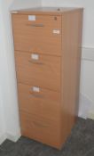 1 x Four Drawer Filing Cabinet Featuring a Beech Finish