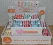 130 x DoveCraft 2m Spools of Sweet Moment Ribbons and Sentiment Ribbons - Ideal for Craft Projects -