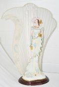 1 x Vintage CIVIK Large Italian Capodimonte Porcelain Lamp Figurine of a Lady - Over 80cms Tall