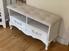 1 x Upholstered Buttoned Bench Unit with 2-Drawer Storage, in White - Ref: HF273 / BED - CL1049 - NO
