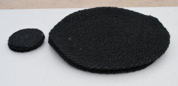 4 x Woven Place Mats + 4 Mug Mats In Black - Ref: GTC787/GTRC20 - CL1017 - Location: Altrincham