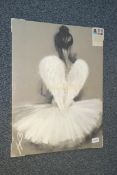 1 x Hazel Bowman Angel Wings Parchment Canvas - 60 x 80 cms - Sealed in Original Protective