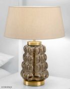 1 x CHELSOM 'Art' Luxury Mouthblown Veneto Mocca Glass Table Lamp with English Brass-Toned Accents