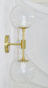 1 x CHELSOM 'Lunar' Luxury 2-Sconce Wall Mounted Light Fitting with Custom Crackle Glass Diffusers